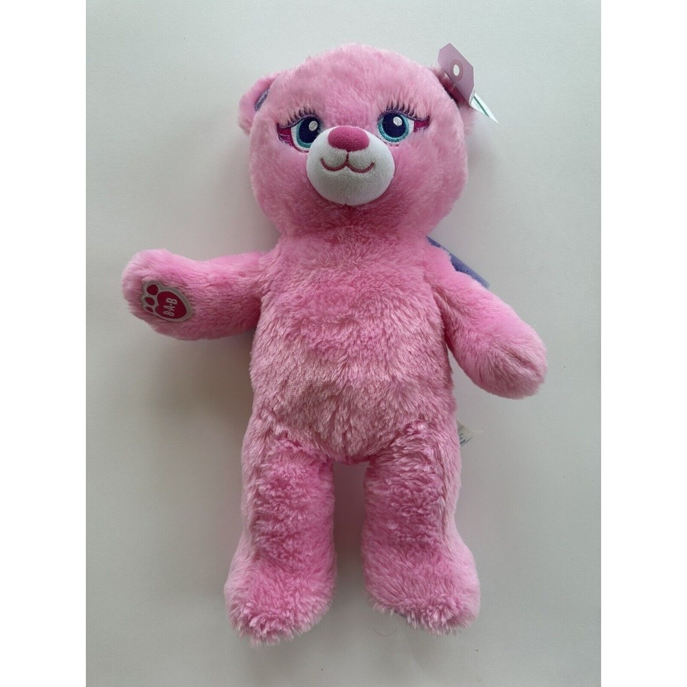 Build a Bear BAB 16" Bright Pink Fairy Bear Purple Wings Plush No stains/odors